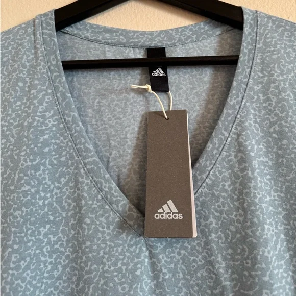 Adidas T-Shirt Short Sleeve V-Neck Blue M - Picture 3 of 9